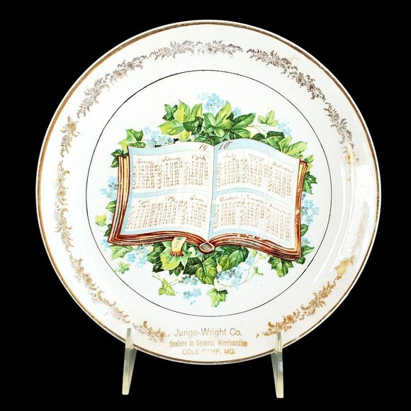 American China Other - Antique Porcelain Calendar Plate 1910 Advertising Cole Camp Missouri Collectible